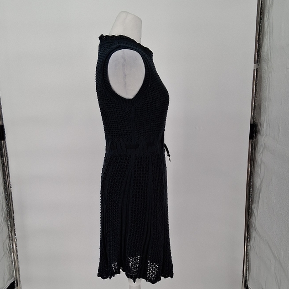 RED Valentino Navy Crochet Cotton Fit & Flare Dress Made in Italy Size Large - Picture 4 of 12